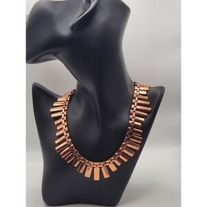 Renoir Vintage Copper Brutalist Fringe Collar Necklace Mid Century Modern MCM